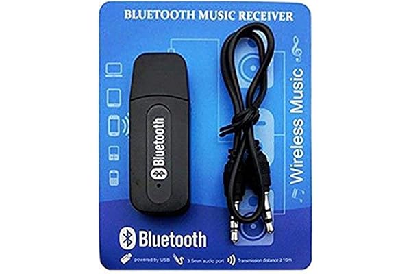PEGEO Phone Bluetooth Stereo System Audio Aux Receiver USB Adapter 3.5mm for Car Speakers (1 Pack, Black)