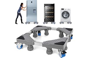 NIUXX Base per Lavatrice con 8 Piedi + 4 Ruote per Lavatrice, Frigorifero e Asciugatrici, Base Regolabile per Lavatrice con Funzione di Assorbimento Degli Urti, Larghezza 42 a 66 cm