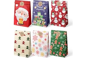 iKesoce Christmas Small Gift Bags Sacchetti Regalo di Natale Piccoli Sacchetti di Carta Confezioni Regalo Borsa da Festa Sacchetti Regalo per Natale Compleanno Matrimonio