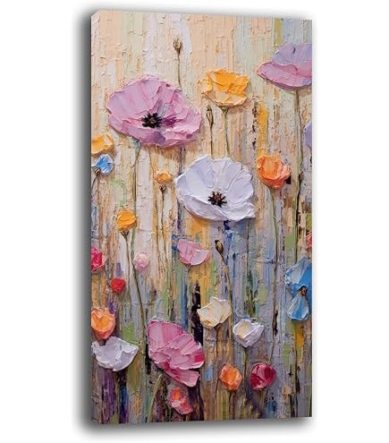 Stampa Su Tela Fiori Gialli 70x140 Cm – Decorazione Murale Verticale Per Soggiorno E Sala Da Pranzo, Senza Cornice