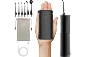 Hangsun Mini Travel Water Flosser, Portable Cordless Oral Irrigator: 3+1 Modes with DIY Water Pressure Dental Flosser, IPX7 Waterproof, Telescopic Tank, 6 Jet Tips for Braces and Bridges Care