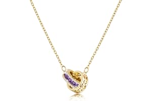 Linawe Collier avec pendentif en pierres précieuses pour femmes, parure de bijoux tendance, chaîne en acier inoxydable, pendentif en cristal et pierre de naissance, disponible en argent, or et or rose