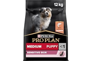 Purina Pro Plan Medium Puppy Derma Pienso para Perro Mediano, Cachorro, Junior, Bebé, Piel y Pelaje con Salmón, saco de 12kg