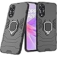 CEDO Rugged Oppo A78 (5G) Defender Case | Rotating Ring Holder & Kickstand in-Built | Military Grade Armor | Bumper Back Cover (Black)
