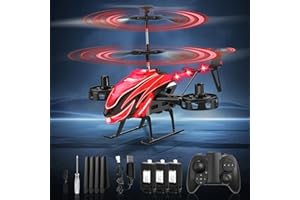 Charmofun Elicottero RC, Elicottero Telecomandato 2.4G con 7 Luce e 3 Batterie, 33 Minuti Volo, 4.5 Canali elicotteri Radiocomandat con Giroscopio, Aerei RC per Ragazzi Ragazze da 6+ Anni (Rosso)
