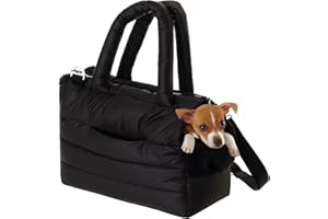 Hundetasche, Welpentasche - Tragetasche für kleinen und mittleren Hund, Katze - M - bis 8 kg, Tasche für unterwegs, Hundetrage mit Karabiner, Dog Carrier, Transporttasche, schwarz