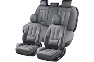 COVERADO Car Seat Covers Full Set Universal for 5 Seats, Universal Fit For Most Cars, SUV, Sedans and Pick-up Trucks, Waterproof Automotive Seat Protector, Luxury Leather Car Seat Cushion, Airbag Compatible