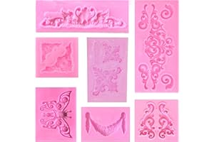 BUSTLWOR 7 Piezas Silicona Fondant Molde, Silicona Fondant Molde, Decoración de Pasteles Moldes, No Tóxico e Inodoro, para Decoración de Pasteles, Dulces, Chocolate DIY