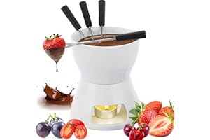 MZSX Set di pentole per fonduta di Cioccolato e Formaggio, Set Completo per fonduta di Formaggio con Candela per fonduta e 4 forchette, Mini pentola per fonduta di Cioccolato,ristoranti
