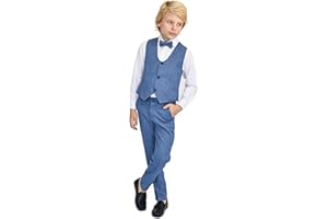 Lilax Boys Formal Suit 4 Piece Vest, Pants and Tie Dresswear Suit Set