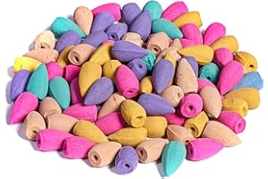 TANNESS 200 PCS Backflow Incense Cones for Waterfall Burner - 10 Mixed Natural Scents Includes Rose, Jasmine, Lily, Mint, Lavender and More for Relaxation Air Purification Meditation Yoga Gift