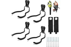 Sinoer Percha de ropa para herramientas eléctricas de jardín,gancho de pared para cochera con 2 organizadores de cables de extensión, soporta hasta 30 kg