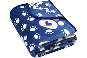 Awaytail Flanell Premium Weich Hundedecke Haustier Essentials Decke für Hund Katze Verdickte Vergrößerte Decke Pfotenabdruck,110 x 80 cm