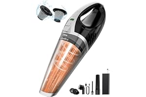 TEMOLA Aspirateur à Main, 15000Pa/10000Pa 2 Vitesses Mini Aspirateur sans Fil avec LED, Multifonctionnel Aspirateur Voiture Puissant avec Filtre Lavable HEPA Filter pour Canapé Maison Voiture Bureau