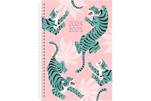 PRECIOUS LONDON 2024-2025 Academic Mid-Year Diary A5 Week to View Wiro Bound Planner Student Journal Organiser - TIGER (Design No. 1)
