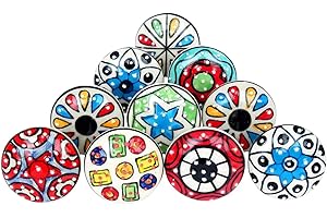 Ajuny Ceramiczne gałki i uchwyty do szuflad komody, szafek kuchennych, szafek łazienkowych, w żywych kolorach, zestaw 10 szt