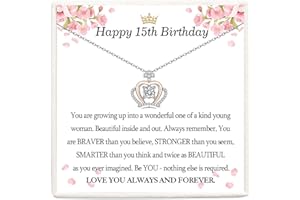 VOSAP 12th-21st Birthday Gifts for Girls, Sterling Silver Crown Necklace 13 16 17 18 21 year old gifts for girls, Birthday Jewellery Presents for Daughter Granddaughter Friend Women