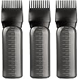 Gezimetie Root Comb Applicator Bottle Hair Oil Applicator Brush 3 Pack Hair Oil Bottle for Hair Root Comb Color Applicator Bottle 6 Ounce with Graduated Scale Black