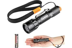 EverBrite Minilatarka LED, aluminiowa, 3 tryby, 80 lumenów, regulowana ostrość, kieszonkowa, z możliwością powiększenia, wodoodporna, na kemping, na zewnątrz, z bateriami