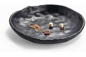 Feyarl Key Bowl Black Ring Dish Small Decorative Jewellery Organizer Tray Plate Round Trinket Dish for entryway Dresser Decor