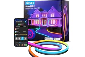 ‎GOVEE Govee Outdoor Neon LED Strip 10m, RGBIC LED Streifen mit 64+ Szenenmodi, Music Sync, funktioniert mit Alexa und Google Assistant, IP67 Wasserdicht Bodenleuchten Außen für Garten Wand Boden Deko