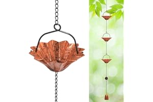 KHayRovies Rainwater Chain, Gutter Chain Rain Drain Chain, Hanging Rain Chain, Rain Chain Gutter Decoration for Drainage of Water for Outdoor Rain Catcher (Vintage Copper)