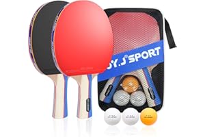 JOYJ Tischtennisschläger Tischtennis Set mit Tischtennisbälle, Pingpong Set für Kinder Anfänger, Familien und Profis