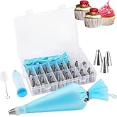 42 Pieces Stainless Steel Nozzle &ndash; Piping Nozzles &ndash; Silicone Pastry Bag &ndash; CukkiCakes Professional Pastry Kit &ndash; Suitable for A