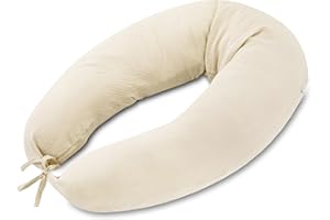 Totsy Baby Cojin Embarazo 190cm – Almohada para Dormir de Lado Almohadas Alargada para abrazar Ideal para Descanso y Maternidad Embarazadas Forma en C Muselina Oeko-Tex