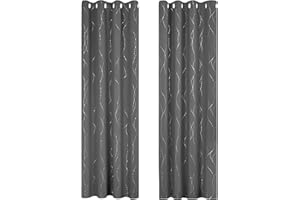 Deconovo Tende per Interni Oscuranti, Tende Camera da Letto con Anelli per Soggiorno Moderne, 140x245 CM (Larghezza x Altezza), Grigio Chiaro, 2 Pannelli