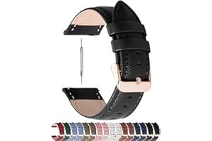 Fullmosa Uhrenarmband 20mm Cross Leder Ersatzbänder für Samsung Galaxy Watch 6 5 4 40mm 44mm/6 Classic/4 Classic/Watch 5 Pro, Armband Amazifit 20mm Huawei Watch 2,Schwarz + Roségold Schnalle