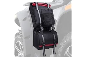 KEMIMOTO Sac de Rangement arrière pour VTT, 130% Plus Grand, étanche, avec Porte-Boisson, Sac de matériel de VTT Amovible, Compatible avec Polaris Sportsman Scrambler FourTrax Can Am Grizzly Cfmoto