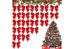 Dream HorseX Dekoschleife Schleifenband, Weihnachten Schleifen Weihnachtsbaum Schleifen, Rote Weihnachtsschleife, Dekorationen, Geschenke, Kunst, 10 * 10CM, 20 Stück…