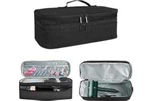 Boczif Double-Layer Travel Carrying Case for Revlon One-Step Hair Dryer/Volumizer/Styler, Water Resistant Storage Organizer Bag Compatible with Shark FlexStyle Attachment(Black)