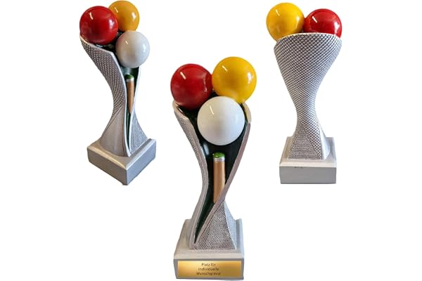 eberin · Coupe de billard · Trophée de billard carambolage · Coupe de randonnée de billard · Balles de billard avec queue · Coupe de billard avec texte au choix · Taille 18 cm