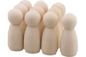 Mxfans 10pieces Painted Art Wooden People Peg Dolls Craft Figurine Female Doll 35MM