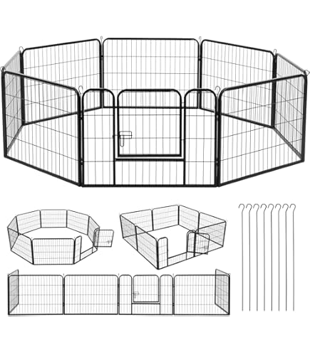 Dog Play Pen hondenren 8 panelen van 60 x 60 cm goud