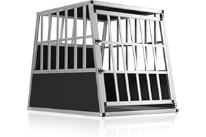 CADOCA® Hundetransportbox Aluminium Hundebox Kofferraum robust verschließbar trapezförmig L 66x90x72cm Reisebox Autobox Tiertransportbox