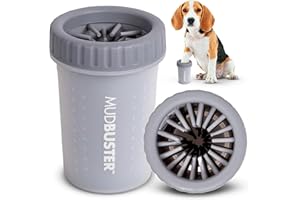 Dexas MudBuster Pfotenreiniger für Hunde, tragbar, Haustierbedarf und Hundezubehör, Reinigung, selbstreinigend, Silikon, 15,2 x 15,2 x 15,2 cm, 308 g, 1er-Pack, Größe M, Hellgrau