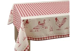 Le linge de Jules Nappe Anti-Taches Ferme Rouge - Rectangle 150 x 240 cm