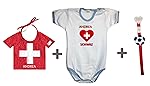 Zigozago - PERSONALIZZABILE - Set MONDIALI SVIZZERA composto da bavaglino + Body + portaciuccio