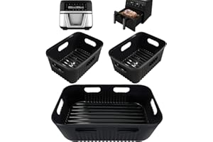 GOODPEJINE 3 Piezas Molde Silicona Freidora de Aire sólo para Cecotec 9 L Cecofry Dual 9000 Air Fryer, Accesorios Freidora de Aire sin Aceite, Reutilizable Moldes Silicona Air Fryer (1 * 9 l+2 * 4,5 l)