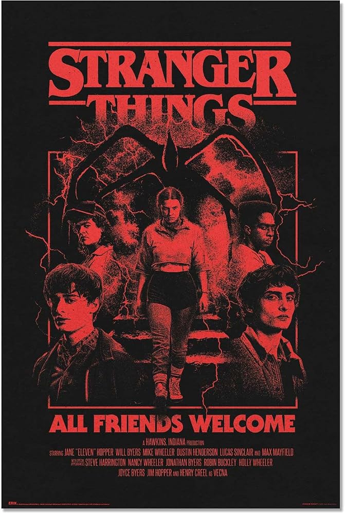 Grupo Erik Poster Sanatsal Baskı Stranger Things Sezon 5 Poster Dekorasyon Oturma Odası veya Yatak Odası Dekorasyonu - Dekorasyon Odası - Boyut 61 x 91 - Resmi Netflix Stranger Things Merch Fan Ürünü