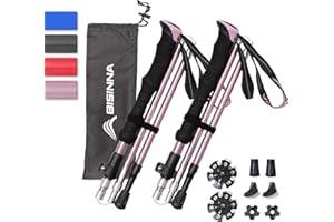 BISINNA Trekking Poles- 2pc/set Folding Aluminum Walking Sticks Hiking Sticks with Quick Lock System, Collapsible, Adjustable, Lightweight for Camping Mountaineering Hiking (2 Length)