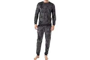 The Essentials Wardrobe Mens Fleece Pyjama Set Heavy Fleece Cosy Long Sleeve T-Shirt & Bottom Pants Sleepwear Loungewear Nightwear for Men Soft Top & Trousers Size S-XL