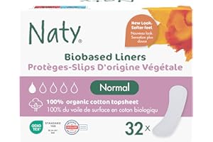‎NATY Naty Wkładki Higieniczne Normal | 100% certyfikowanej bawełny organicznej w kontakcie ze skórą | Bezpieczne dla skóry | Bezzapachowe, 0% konwencjonalnego plastiku | Komfortowe & oddychające | 32 sztuk