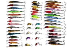 RoseFlower Artificiali da Pesca Spinning,Kit di Esche per Pesci,Esche Cucchiaino,Esche Doppio Amo, Trota/Persico/Luccio Esche di plastica