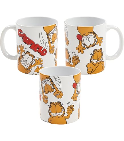 Tazza In Ceramica Garfield 325 Ml, Design Con Gatto Sdraiato, Regalo Per Colazione, Bianca - 2