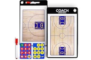 Joyeee Tableau Tactique de Basketball Entraîneur Board Double Face Professionnel Panneau Kit Basketball Coaching Équipement Accessoires pour Coach Entraînement Compétition Jeux Sportifs