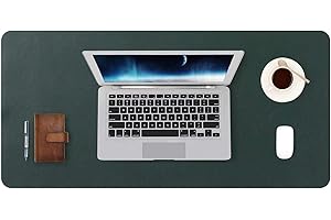 DOBAOJIA Tapis de Souris Grand Prolongé Mouse Pad Mat XL sous Main Bureau en Cuir Tapis de Portable Pad Écriture pour Bureau/Domicile, PU Étanche + Suède Antidérapant 80 x 40 cm (Vert Foncé)